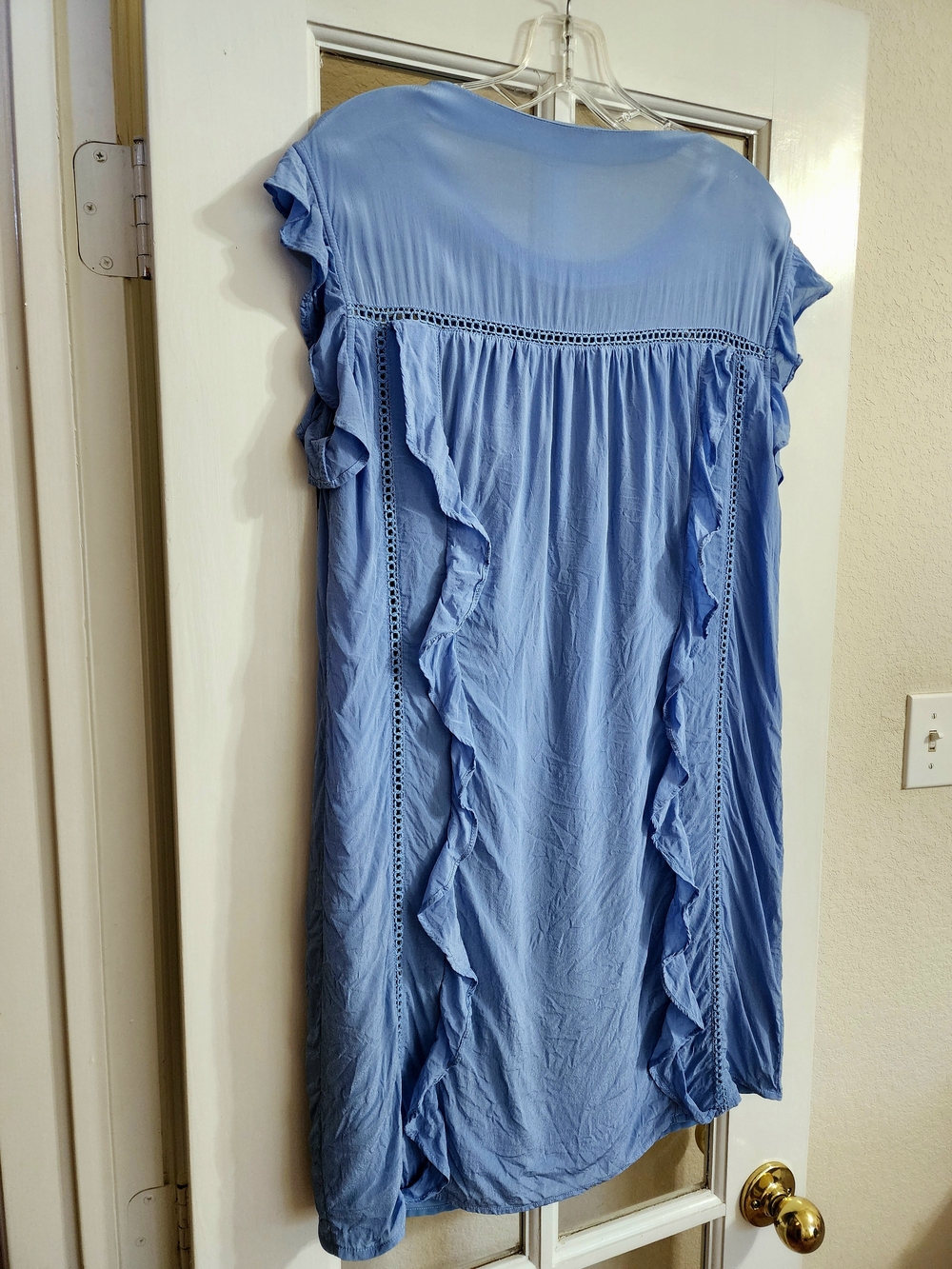 Claudie Pierlot RIMA Blue Ruffle Crochet Lace Dress FR 40 US 8 - Picture 6 of 13